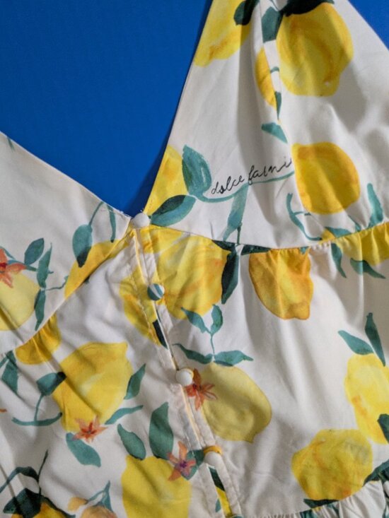 H&M Lemons Dolce Far Niente Tiered Strappy Dress Size M - Picture 8 of 11